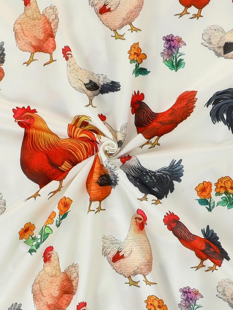 Women's Chicken Print Pajama Set, Loungewear, Casual Long Sleeve Button-Up Top & Comfortable Pants, All-Season Home Wear, 2-Piece Sleepwear