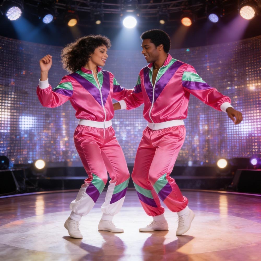 2-piece Set of Vintage Disco Sportswear From The 1980s Hip-hop Couple Performance Clothing Party Vintage Stage Dance Sportswear