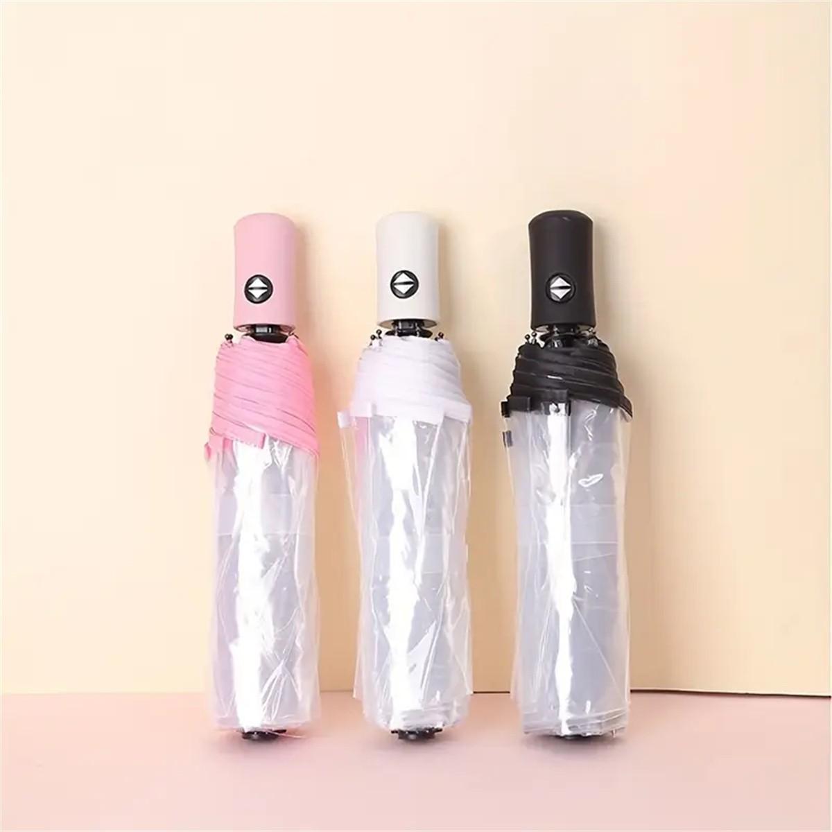 Automatic Transparent Umbrella, Durable Compact Design, Portable Lightweight Travel Accessory, Ideal for Daily Use, Foldable Automatic Umbrella, Rainproof Umbrella