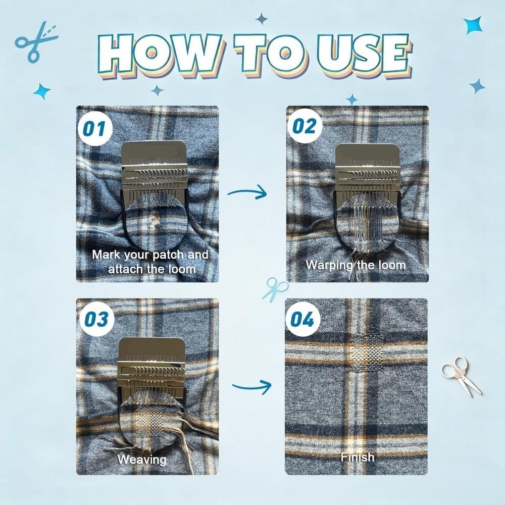 Knit Patch Kit Patchmaker 2.0, Portable Darning Loom for Beginners, Hole Repair on Socks, Clothes & Jeans, Quick Sewing Repair, Sewing Supplies Crafts, Needle Crafts Kit