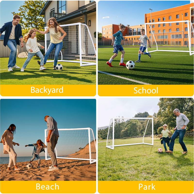 ZENY 8/10/12ft Soccer Goal Net PVC Frame Soccer Net Portable for Adult Kids Home Outdoor Soccer Training W/Carry Bag ZENY 8/10/12ft Soccer Goal Net PVC Frame Soccer Net Portable for Adult Kids Home Outdoor Soccer Training W/Carry Bag