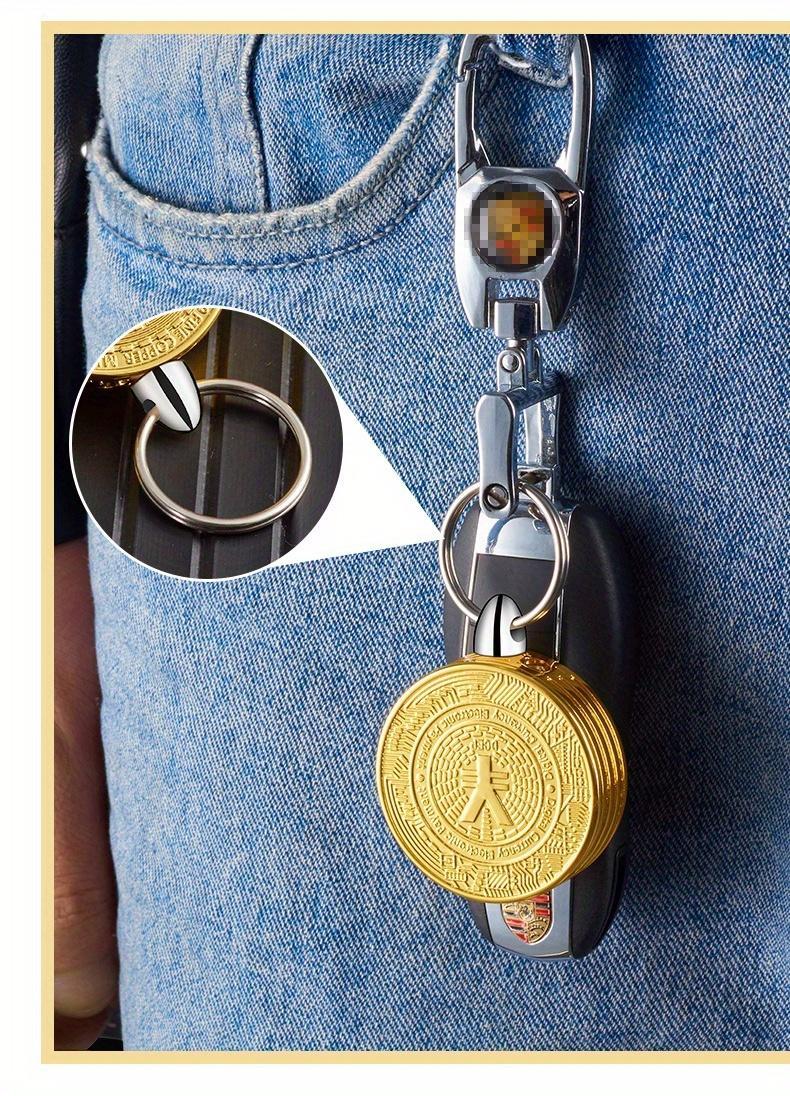 (Butane-free) Bitcoin-Shaped Refillable Butane Lighters, Windproof Metal Keychain Lighters with Adjustable Flame, Portable Coin Design for Camping, Candles & Outdoor Use-Cool Crypto Gift for Men & Friends (Butane Not Included)