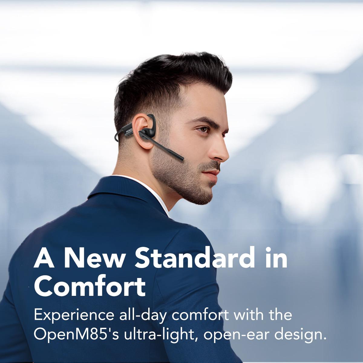 MINISO Open Ear Air Conduction Headphones Music Earphones Wireless Bluetoeth 5.4 Headset with Long Playtime Built-in ENC Mic Hi-Fi Sound Lightweight Earbuds for Home Commute Office Call Center Meeting Use