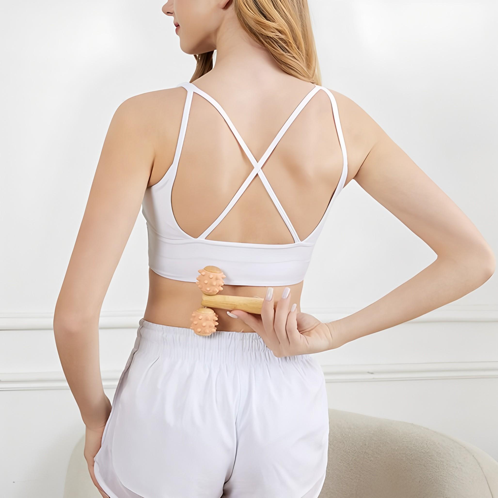 Portable Wolf Tooth Massage Stick Dual Ball Roller Bamboo Meridian Muscle Rolling Slimming Body Massager Tool