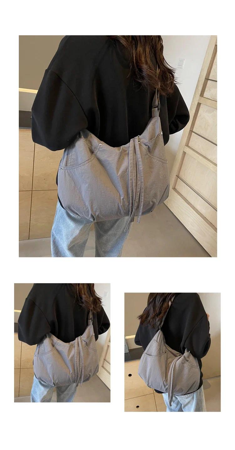 Zipper Solid Nylon Women's Handbags 2026 High Quality Sewing Thread Bags for Women Casual Interior Compartment Crossbody Bags