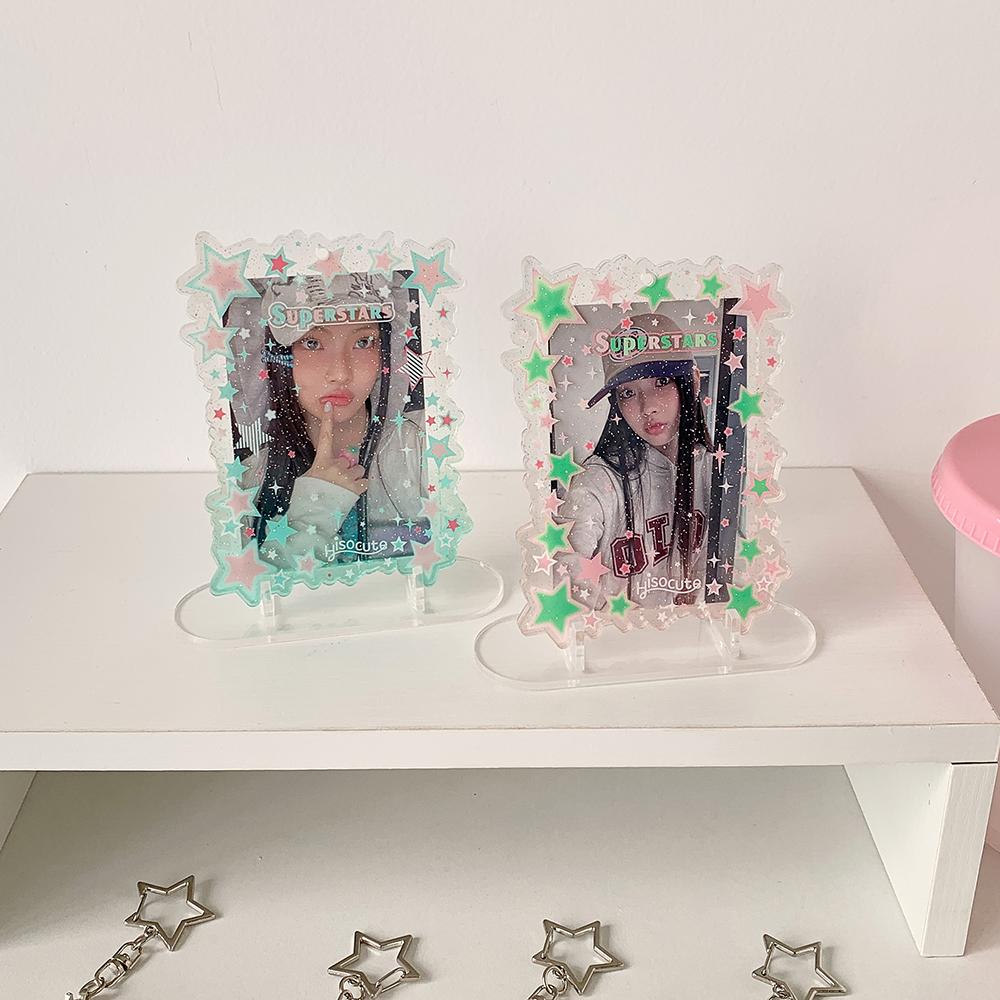 INS Style Star Photo Card Holder Photocard Case Instant Camera Photo Frame Keychain Backpack Pendant 3inch Idol Photo Holder