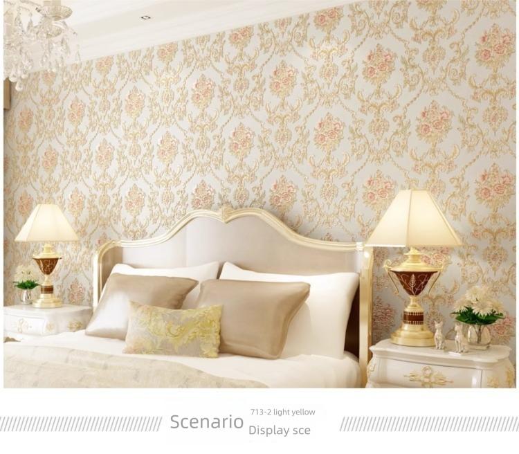 Self-Adhesive Non-Woven Fabric Wall Paper Roll, 3D Floral Design for Living Room Bedroom Background Decor, Home Decoration Sticker