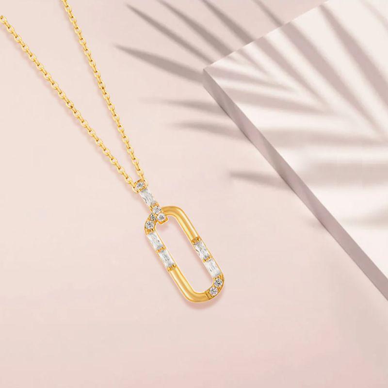 (SS002)S925 Sterling Silver Paperclip Necklace Earring Set Delicate and Elegant Everyday Jewelry for Women