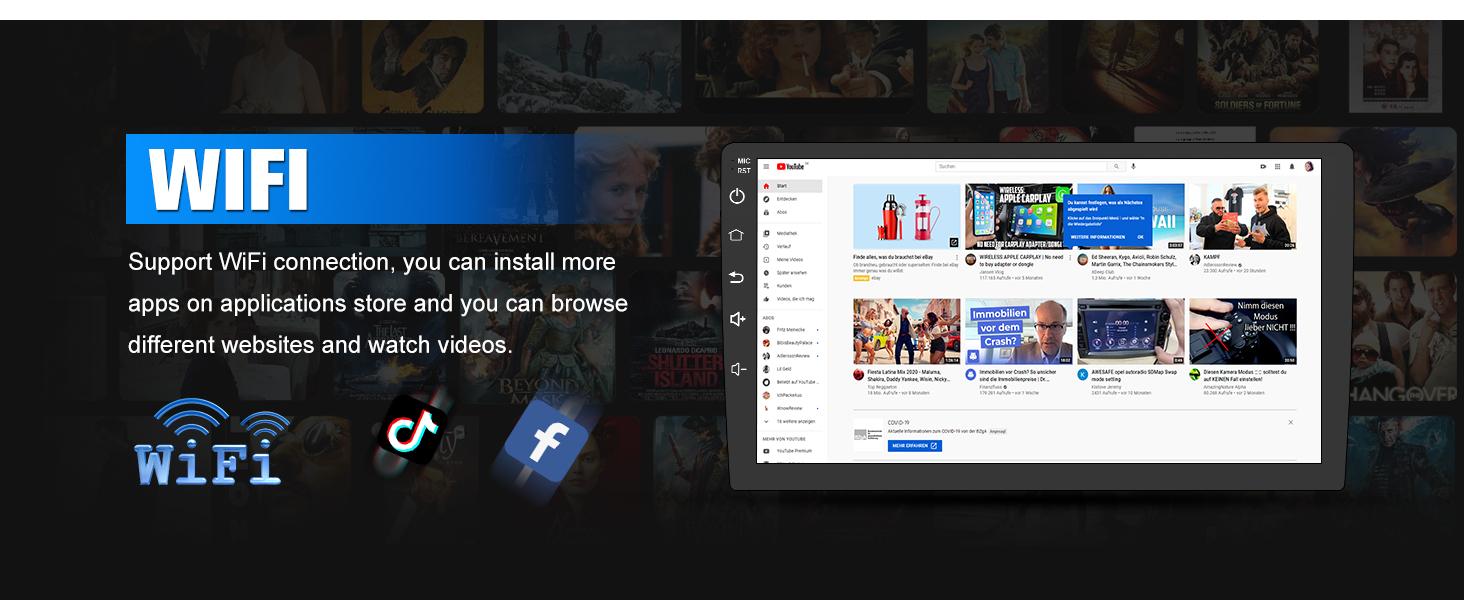 Car Stereo for Toyota Tacoma 2016-2021 touch screen has Android Auto Wireless Carplay, Bluetooth WIFI supports GPS Navigation