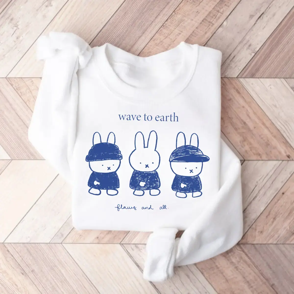 Women's Wave To Earth Miffy Graphic Sweatshirt - Cotton Blend, Cute, Soft, Unisex Fit, Machine Washable Graphic Print Top
