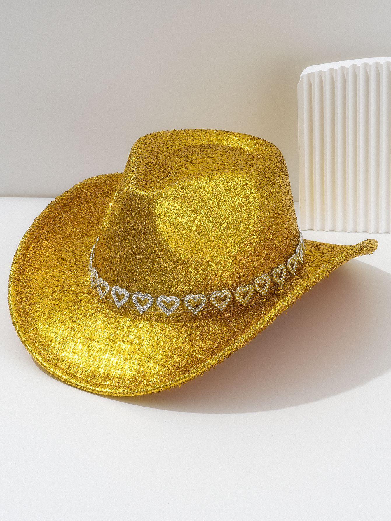 Y2K Sweet Cool Spice Girl Wind Pink Glitter Love Rhinestone Cowboy Hat Music Festival Birthday Party Concave Styling ArtifactSpeedy Smarts