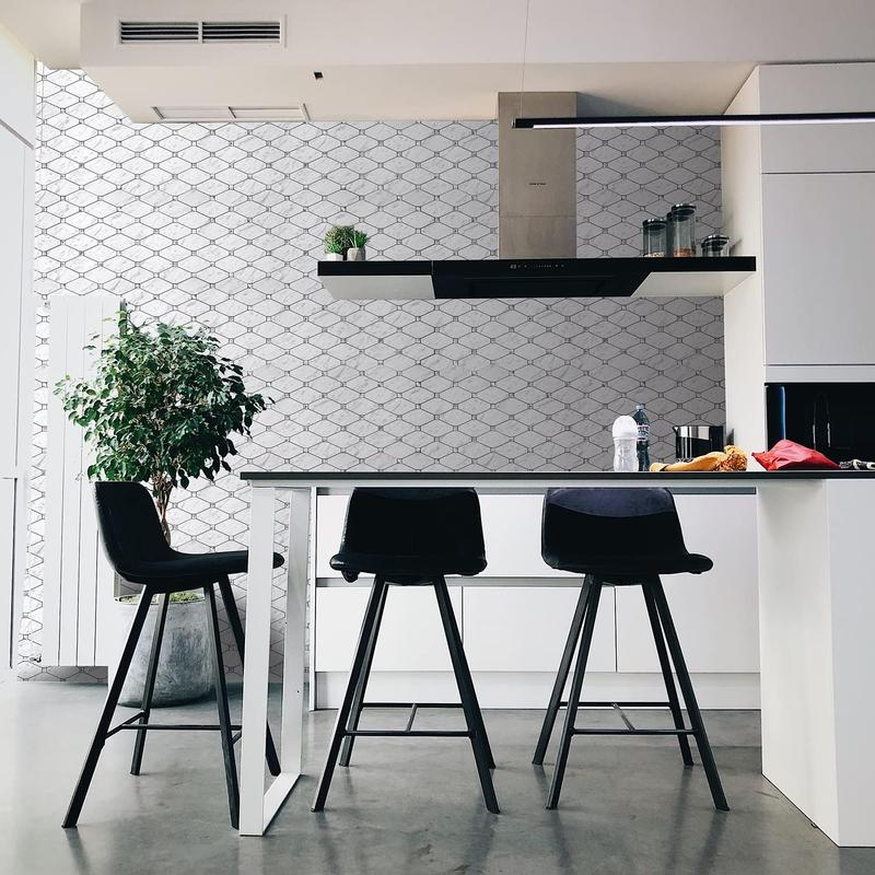 STICKGOO 10 Sheets Glass Marble Peel and Stick Backsplash, Tiles Sticker Self Adhesive Mixed Metal Backsplash for Kitchen/Bathroom/Fireplace/RV - Calacatta Wall Art Stickers Decorative