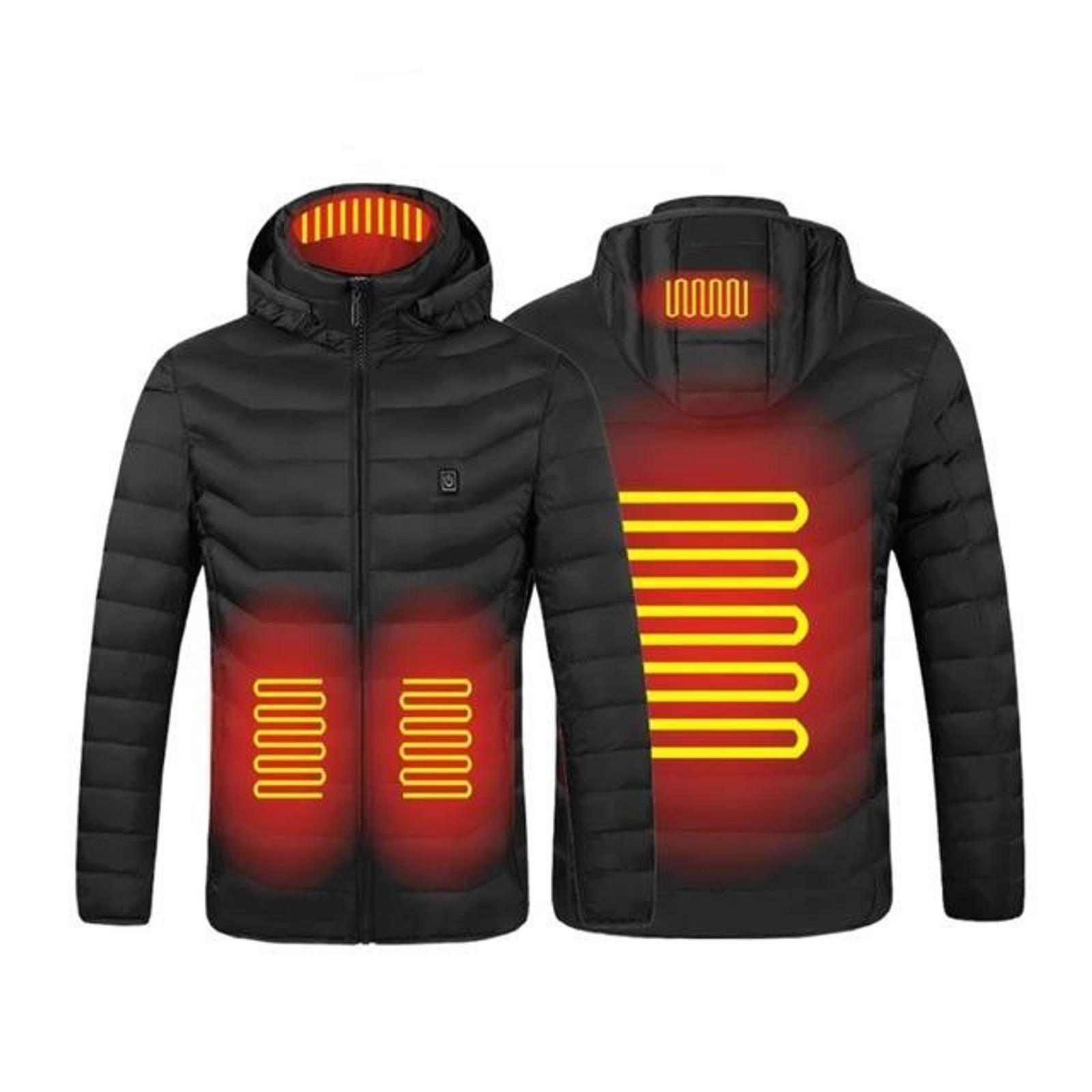 Men's 4-Zone USB Heated Winter Jacket Electric Warming Outdoor Thermal Coat