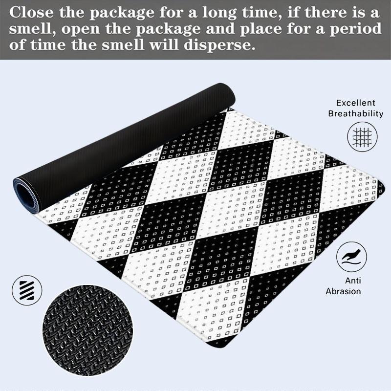 Black And White Geometric Diamond Desk Pad Gaming Mousepad XXL Mouse Pad For Laptop Desk Mouse Pad Extra Large With Non-Slip Rubber Base Stitched Edges Surface For PC Gamers Office Workers & Home Use