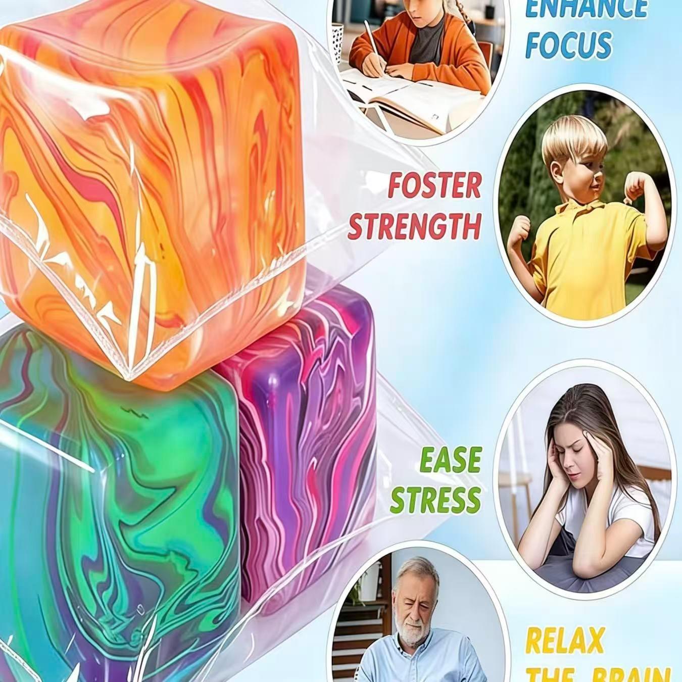 1pc Fidget Toys Squishy Stress Cube, Stress Balls for Kids Squishies Relax, Ice Squishy Cube Sugar Balls, Sensory Toys for Kids with Autism, Fidgets for Classroom Prize Toys, Valentine's Day Christmas Halloween Gifts, Easter Basket Fillers, Office