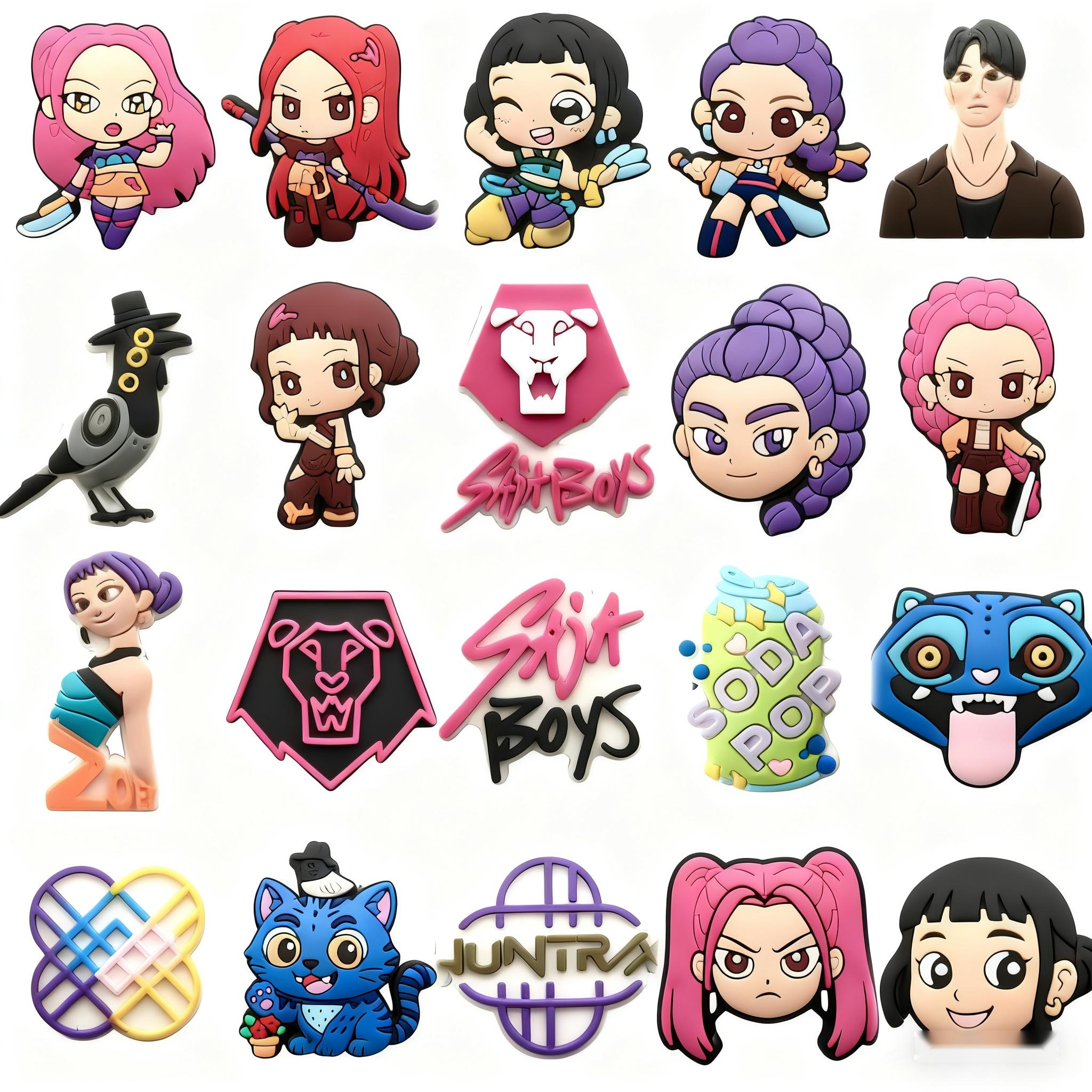 Unisex K-Pop Shoe Charms & Decorations, PVC Material, Perfect for Christmas Parties, Versatile Footwear Accessories