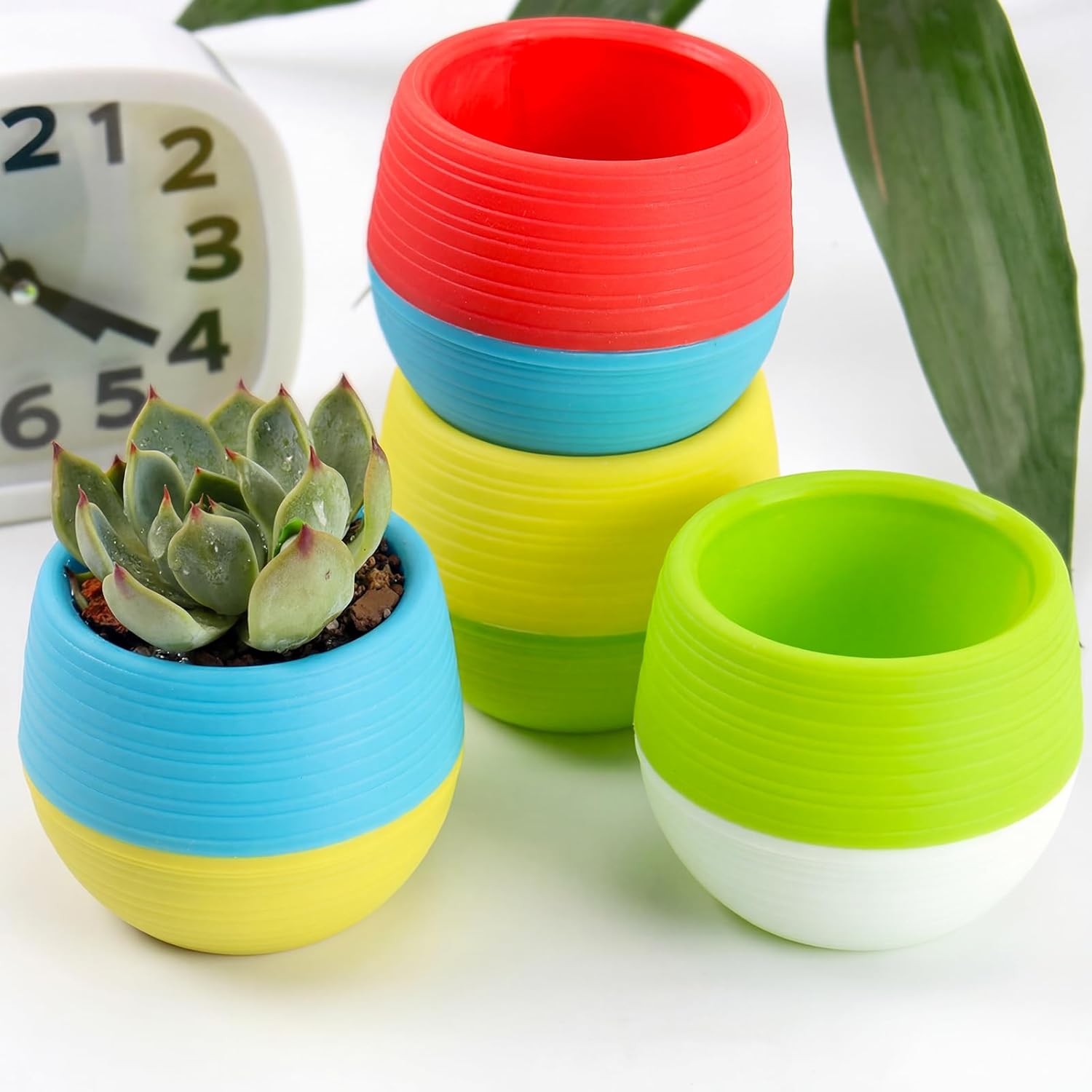 30 Pack Mini Succulent Pot, 3 Inch Plastic Seed Starter Pots Small Cute Succulent Planter with Drainage for Indoor & Outdoor ,  Decor, Free Assembly