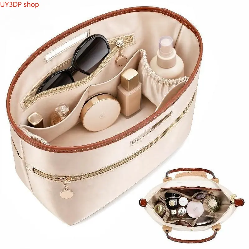 Silky Satin Tote Bag Insert Organizer with Carry Handles, Multi‑Size Purse Liner Shaper, Elegant Smooth Finish Handbag Divider, Neat Storage Accessory for Daily‑Use Large‑Capacity Handbags & Travel Totes