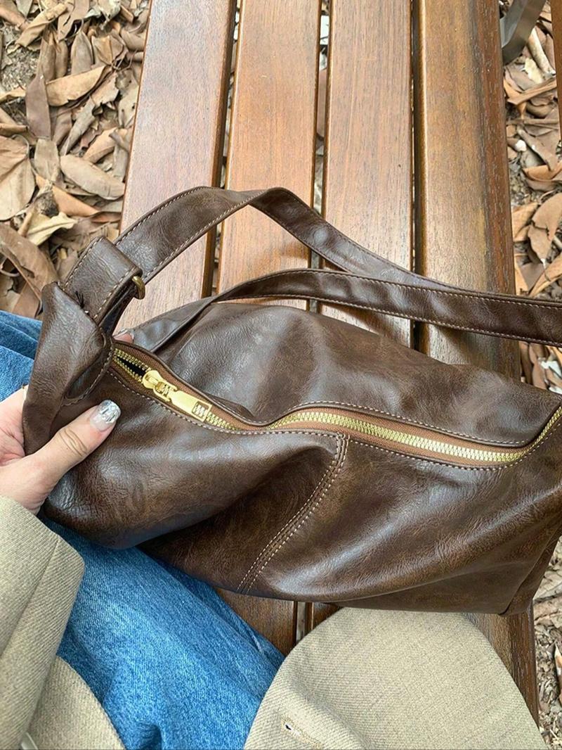 Women's Solid Color Shoulder Bag, Fashionable Large Capacity Crossbody Bag for Daily Used, Casual Trendy Versatile High-quality Daily Commuting Bag, Elegant Commuter Bag