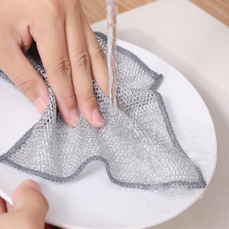 10 PCS New Upgrade double-Layer Non-Scratch Multipurpose Steel Wire Dishcloths - Reusable Quick-Dry Odor-Free Scrub Cloths for Dishes, Kitchen Cleaning Cloths for Cookware, Sinks, Dishes, Stove Tops