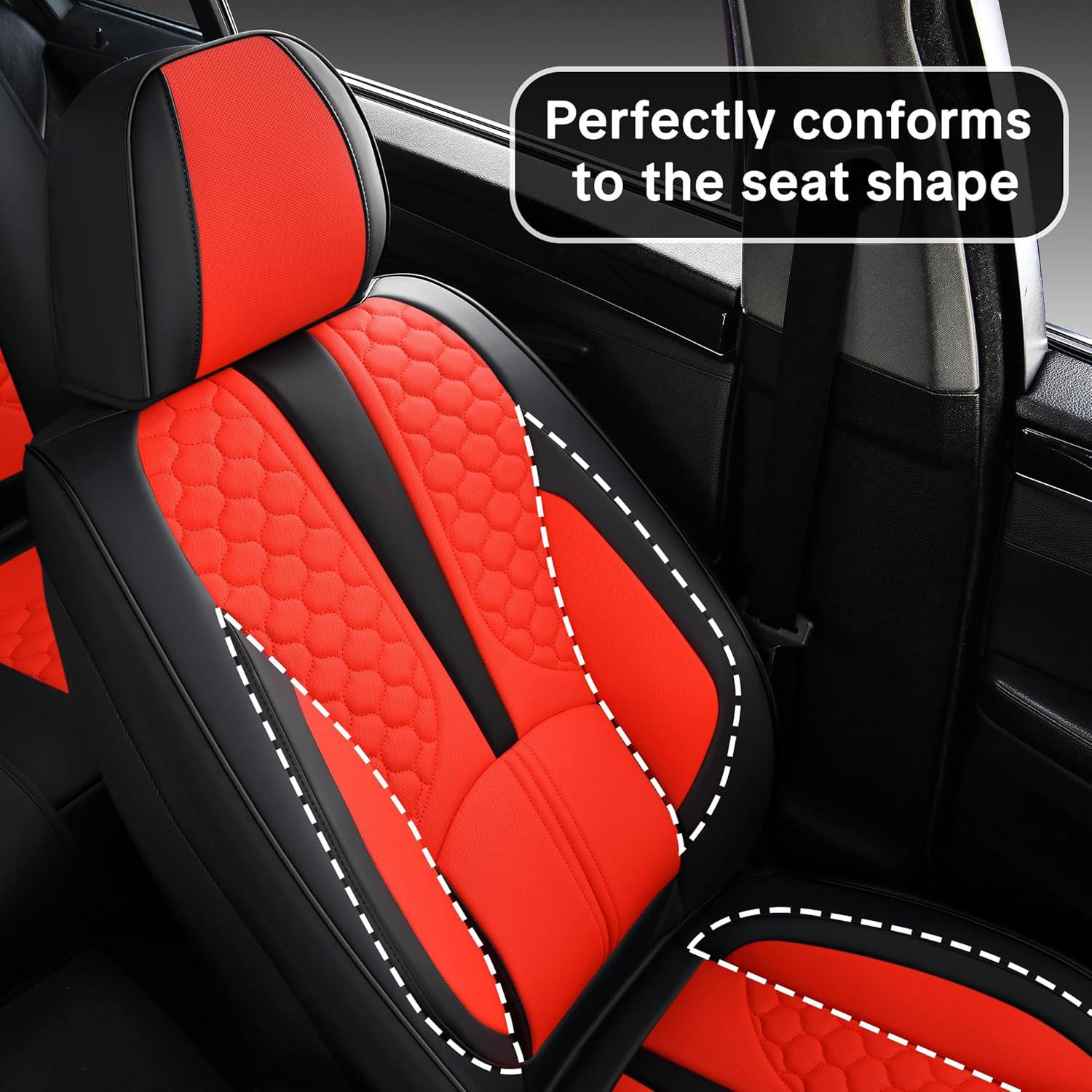 Arespark  Car Seat Covers Compatible with Dodge Ram 2002-2025 1500 2500 3500 Pickup Limited Laramie Big Horn Waterproof Leather Seat Protectors Fit for Dodge Ram Crew Cab& Quad Cab - Pink