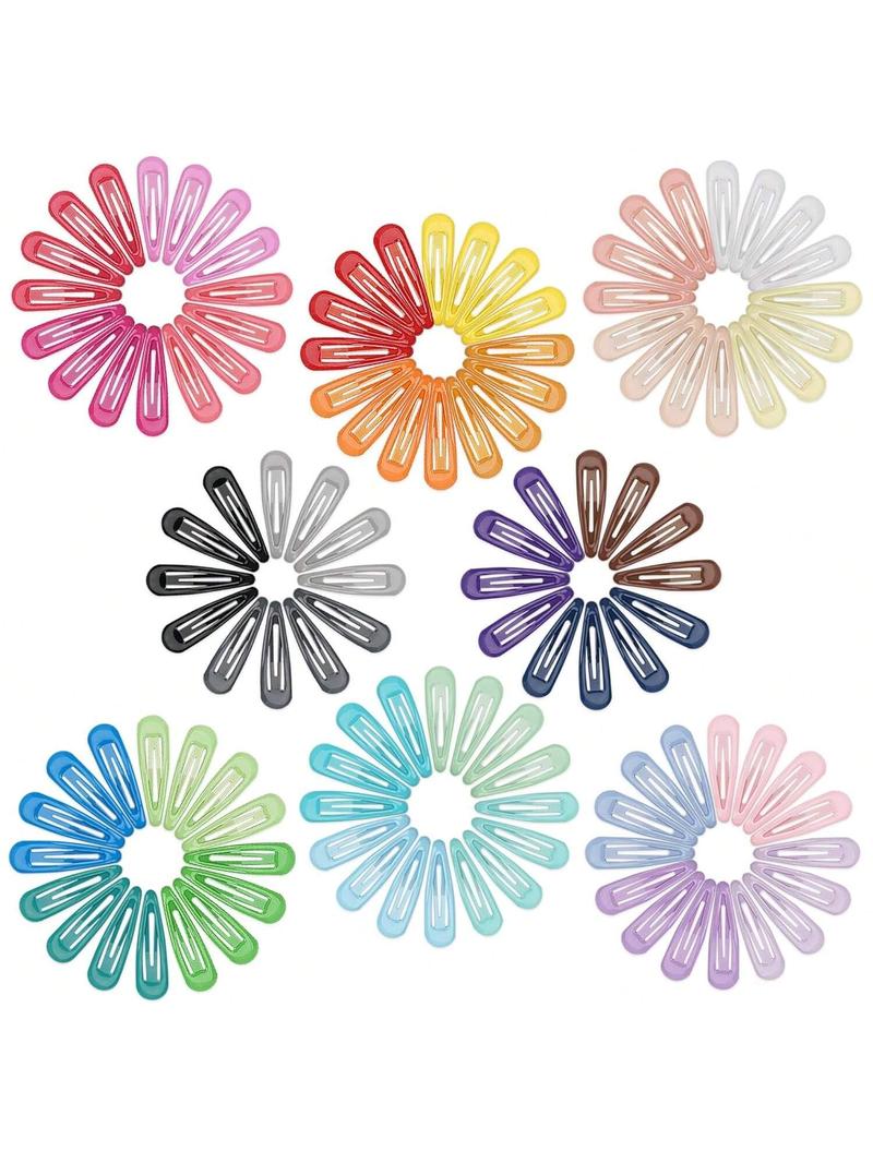 50PCS Metal Snap Hair Clips in Random Rainbow Colors, Bulk Barrettes Set for Girls Kids Toddlers, No-Slip Candy Color Hair Accessories for School