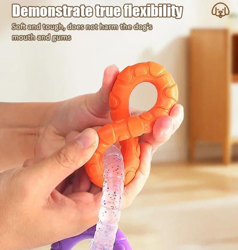 Dog Pulling Toy Soft Bite-resistant Teething Chews Pulling Three Consecutive Circle Ring Fun Interactive Puppy Toys Pet Supplies