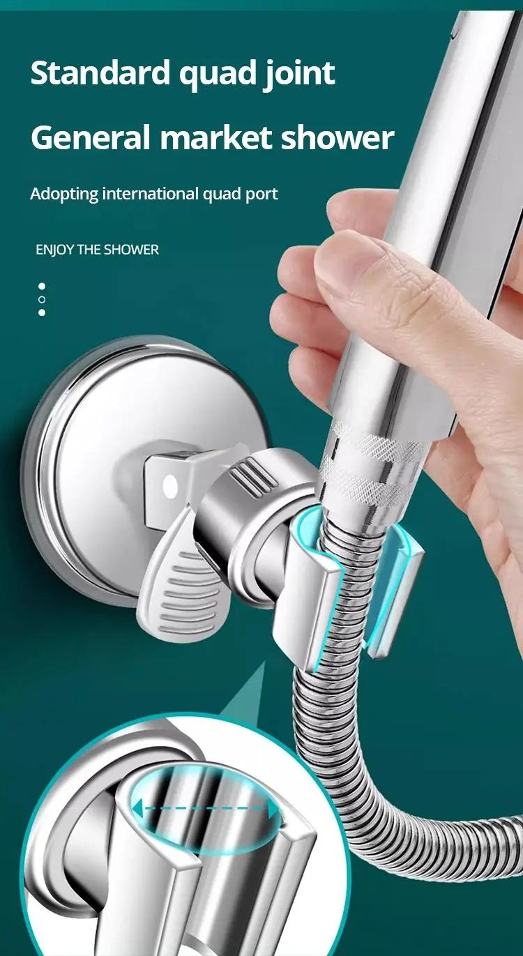 Adjustable Shower Rack with Strong Vacuum Suction, Handheld Shower Head Wall Mount Holder, Rotating Bathroom Shower Base