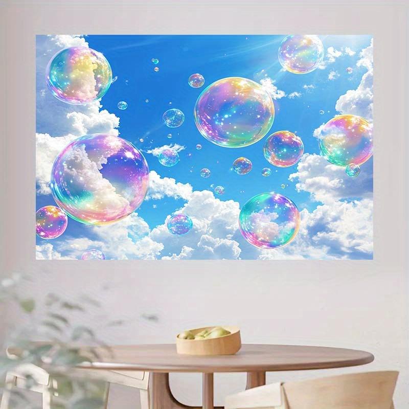 2D Flat Banner, 1pc Sky and Cloud Backdrop with Colorful Soap Bubbles - Blue Sky Photography Background, Suitable for Parties, Events, and Celebrations, Polymer Material, Multiple Sizes Available, Perfect for Bir