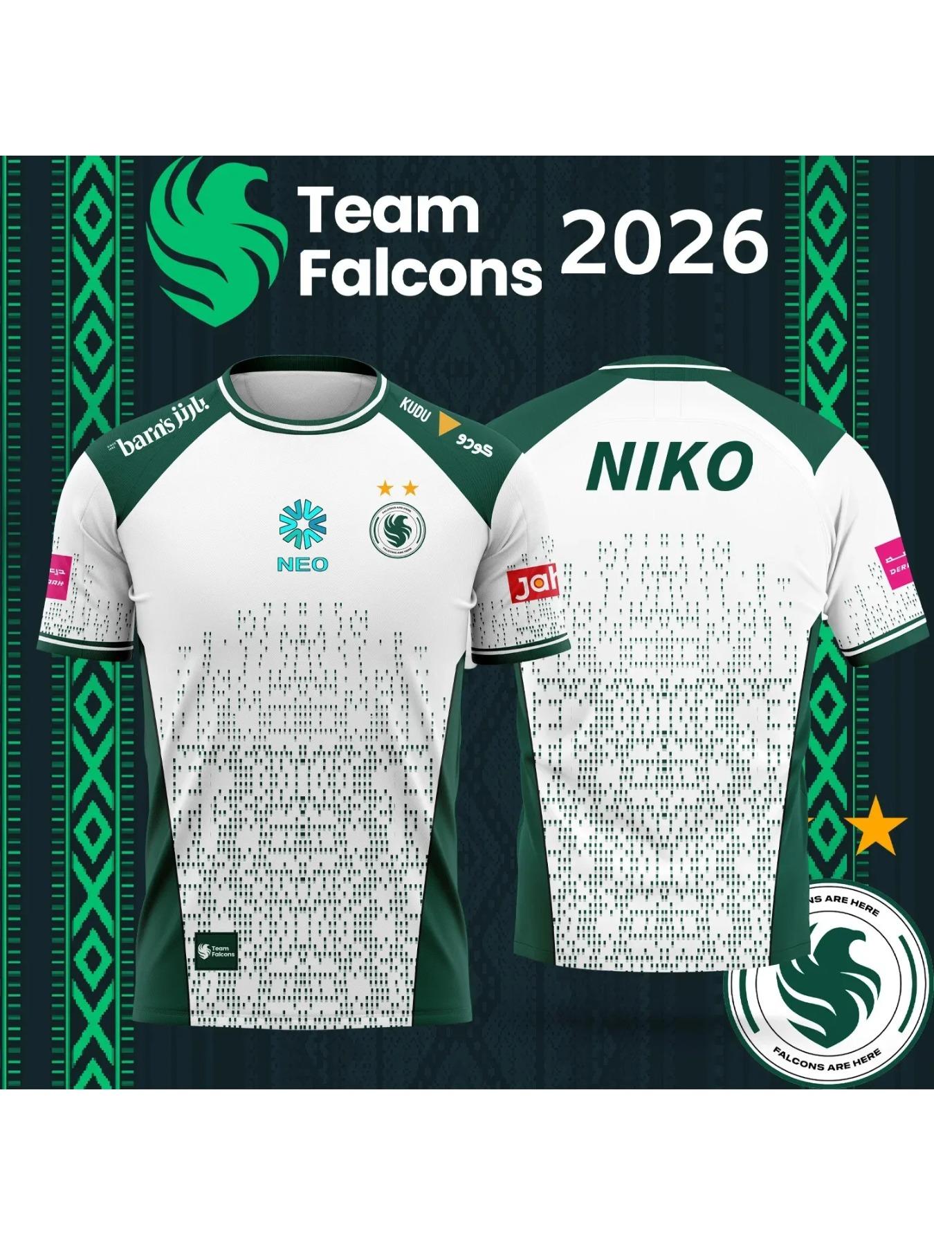 2026 New TEAM Falcons Esports Team Jersey Men and Women Summer Casual Short Sleeve for Gaming Enthusiasts
