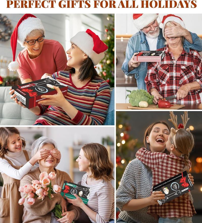 Handheld Milk Frother for Coffee, Rechargeable Electric Whisk with 3 Heads 3 Speeds Drink Mixer Foam Maker For Latte, Cappuccino, Hot Chocolate, Egg，Black Friday Online Event, Christmas Gifts