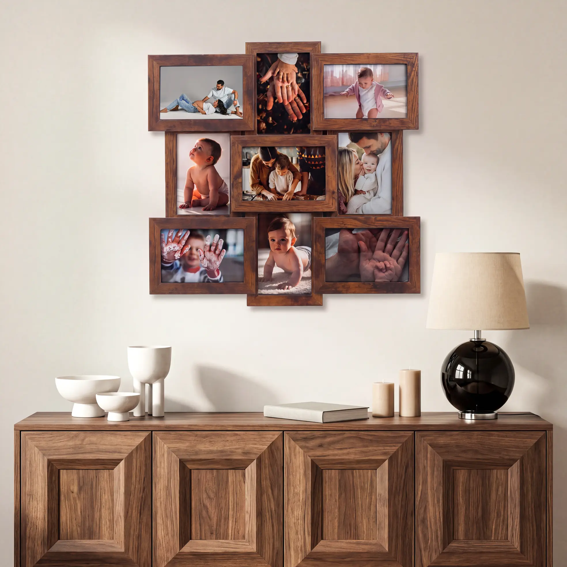 9-Opening 4x6 Collage Picture Frame Set - Grid Multi Photo Wall Frame with Glass Front, MDF Construction, Wall Mountable, Gallery Decor for Family & Wedding Photos