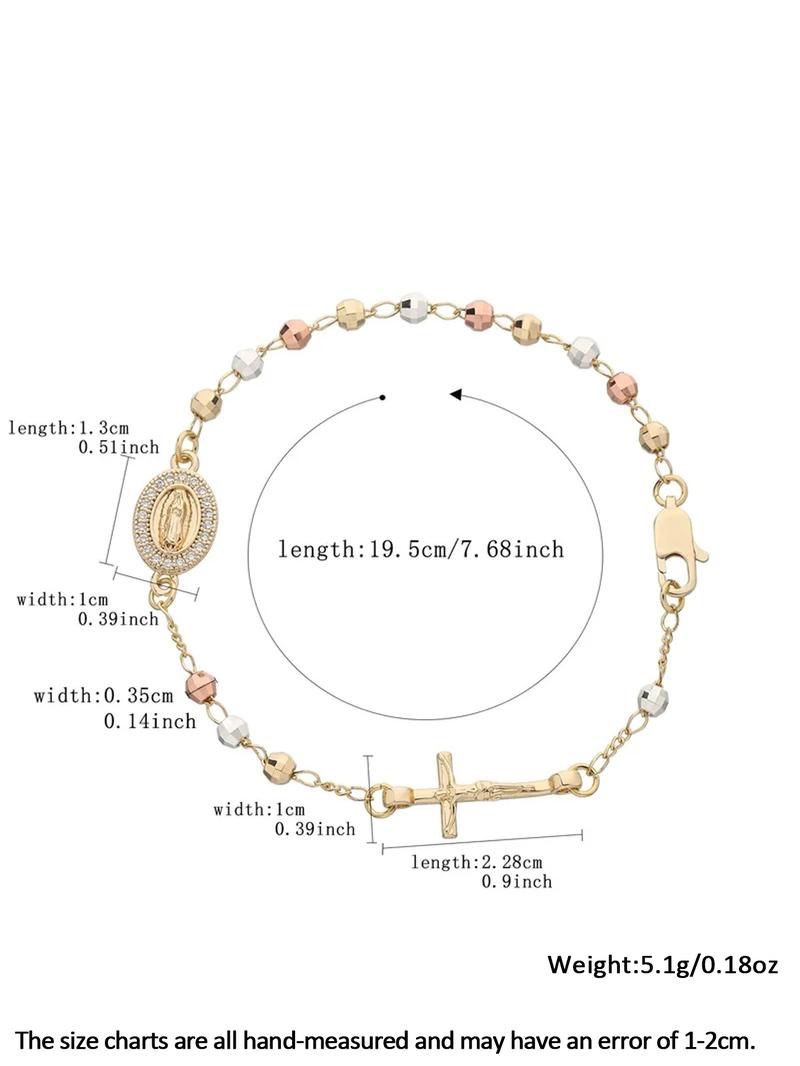 Women's Elegant Our Lady of Mary Design Bracelet, Fashion Religious Faith Jewelry with Cross, Trendy All-match & Exquisite Jewelry for Birthday Gift, Beautiful Bracelets