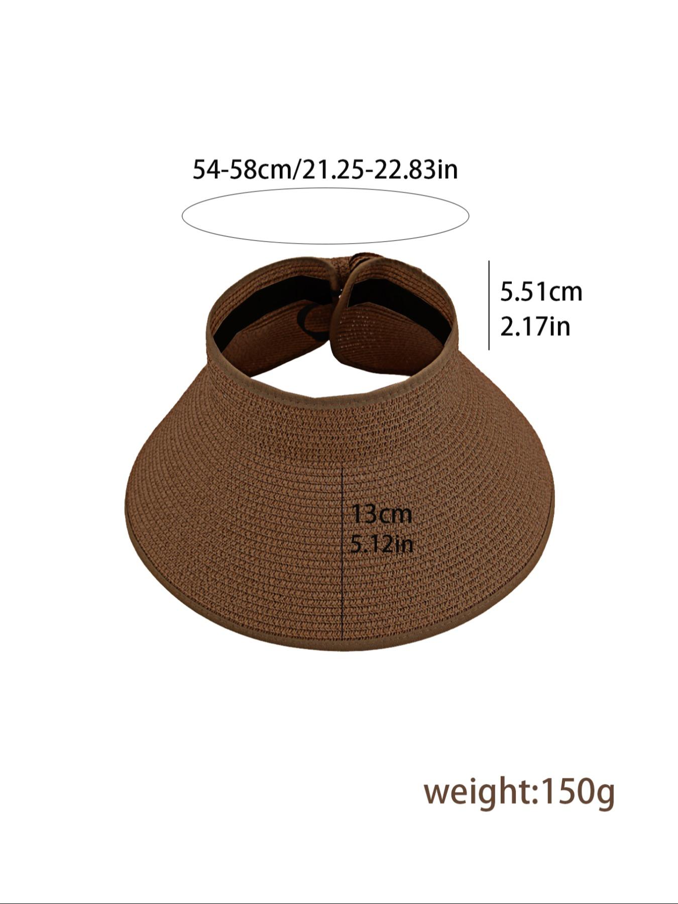 Women's Bowknot Design Straw Hat, Casual Summer Sun Braided Visor Hat for Women & Girls, Fashion Accessories for Travel Beach Vacation