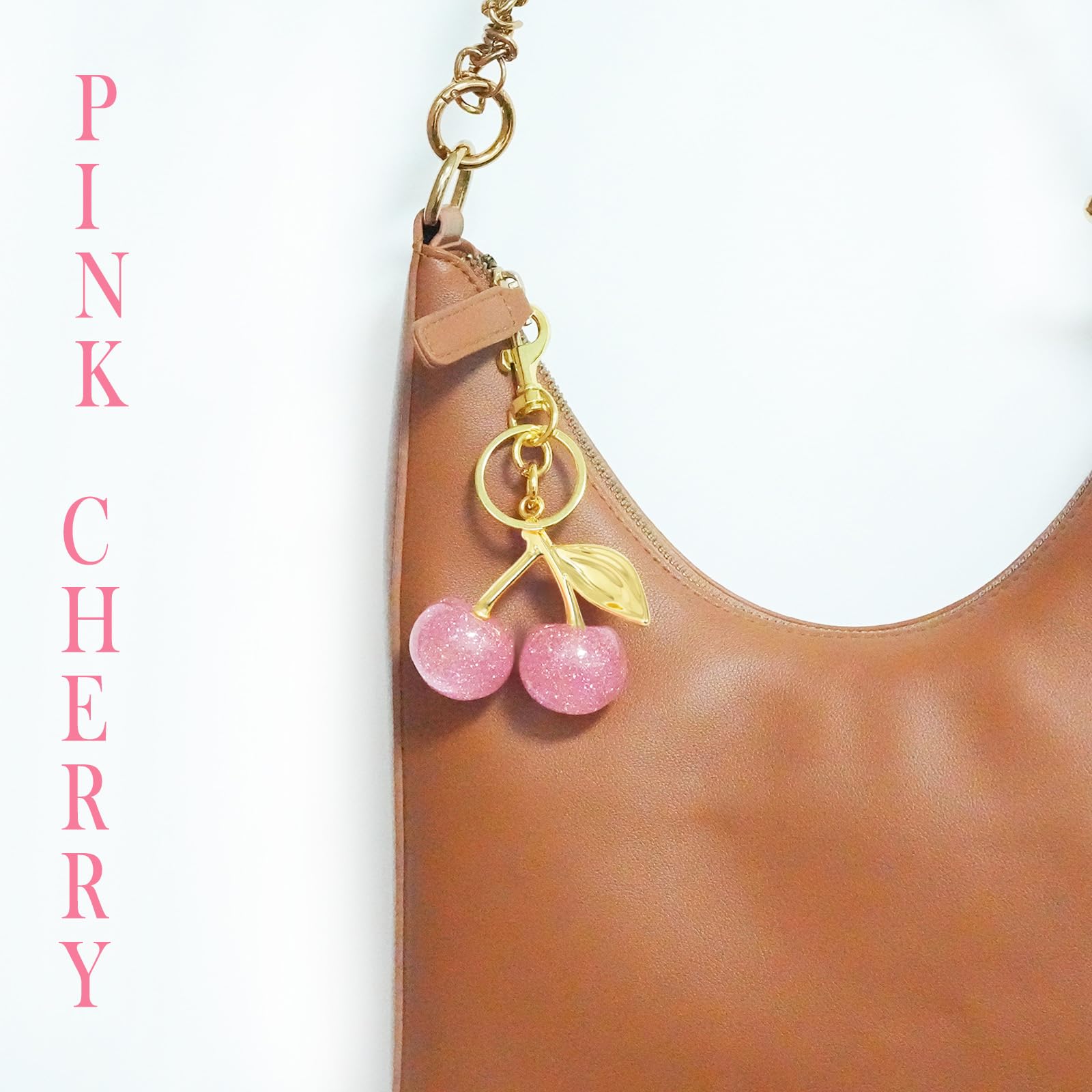 Cherry Bag Charm Keychain – Cute Personalized Engraved Keychains for Women | Car Keyrings for Leather Handbags & Adorable Essentials Add-Ons