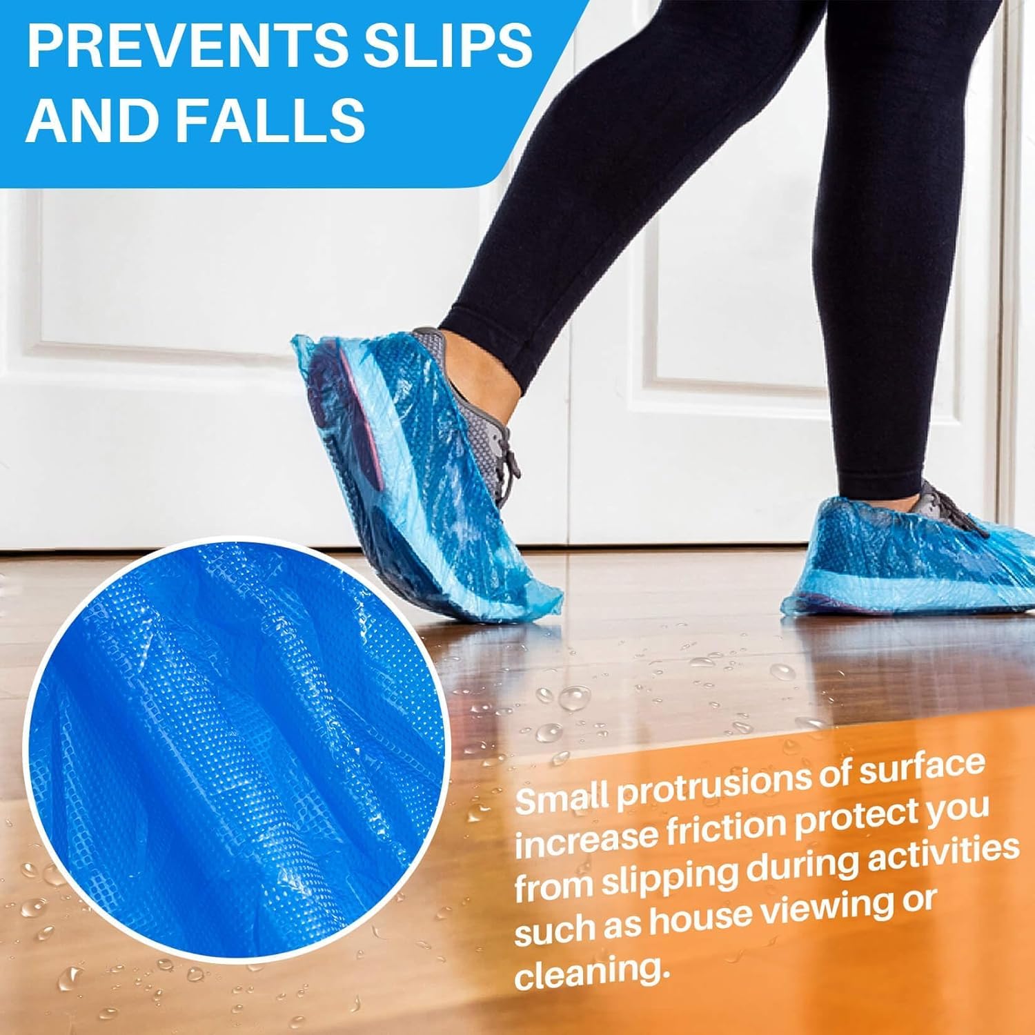 Shoe Covers - Boot Covers Plastic Disposable Waterproof Shoe Covers for Men and Women Fits All Sizes of Shoes for House Cleaning 60 Pack