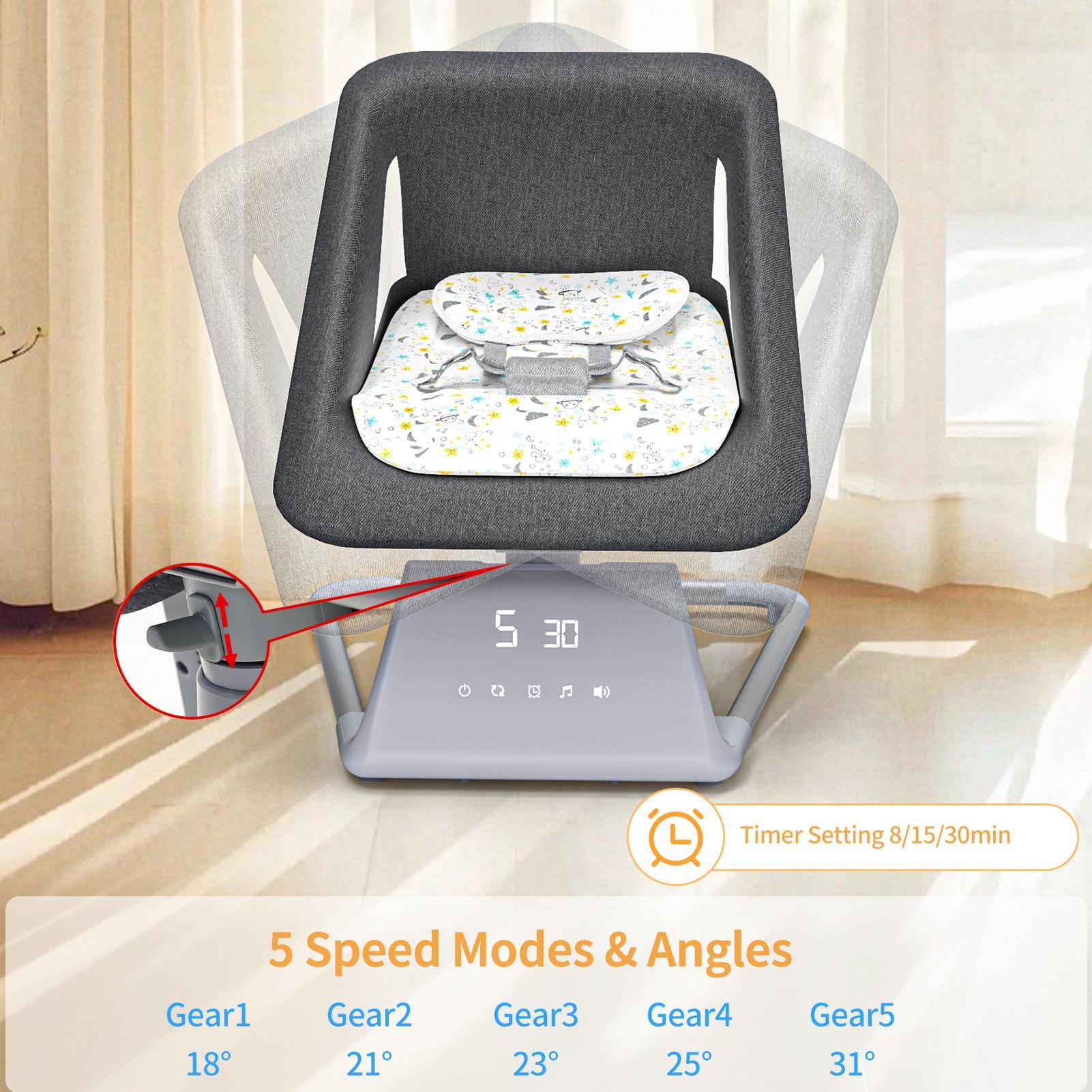 3-in-1 Baby Bouncer and Rocker with Music Piano, Infant Swing with Toys Play Bar, Baby Bouncer Chair with Detachable Tray,Baby Chair with 3-level height adjustment and 3-point Adjustable Seatbelt,Honeycomb-textured Material, Comfortable and Breathable