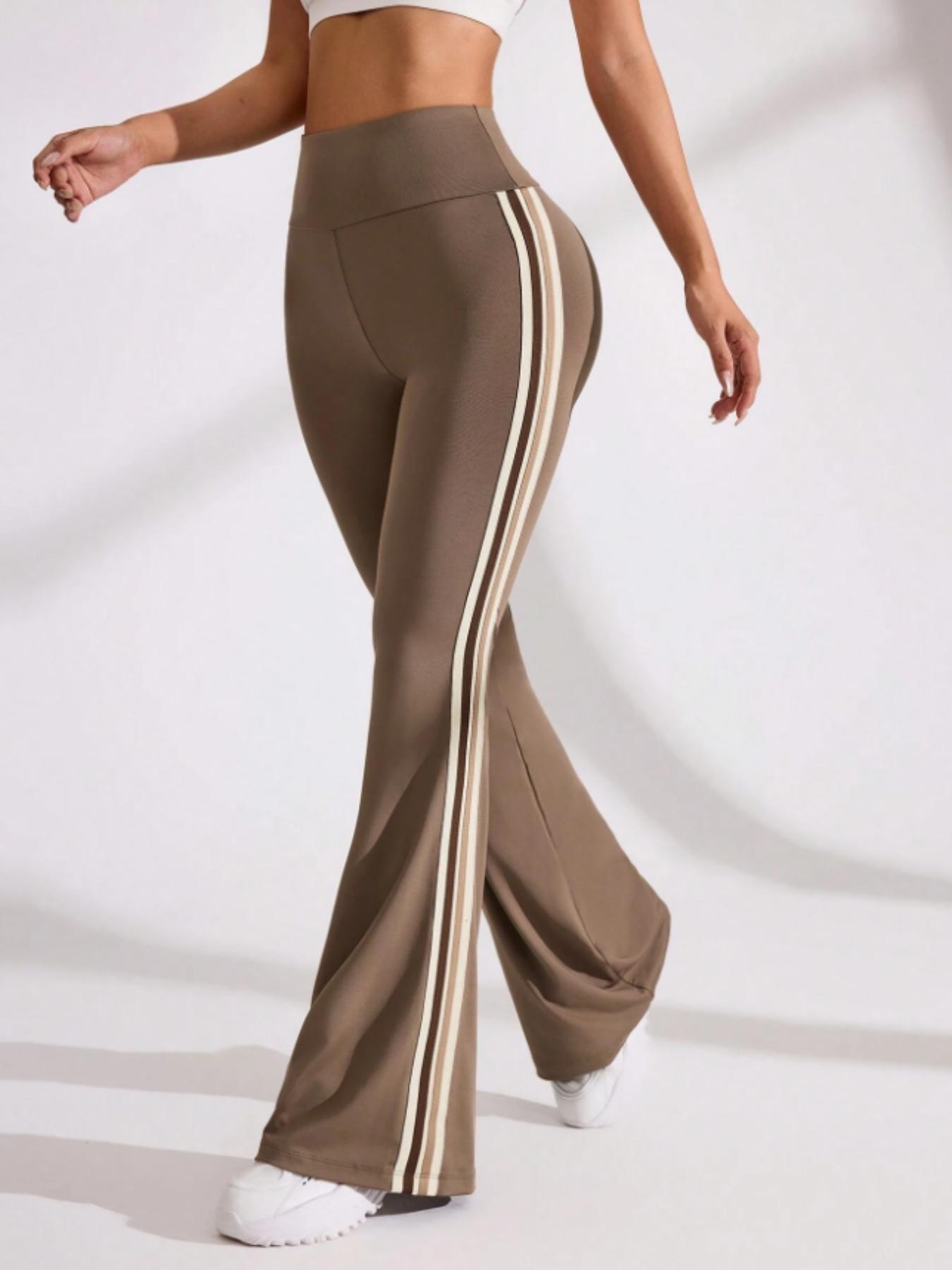 Women's Halloween High-Waisted Sporty Yoga Pants, Gym Sportswear Bottoms, Tight-Fitting Knit Fabric Colorblock Design, Fall & Winter Casual Wear