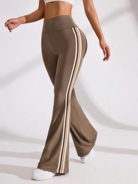 Women's Halloween High-Waisted Sporty Yoga Pants, Gym Sportswear Bottoms, Tight-Fitting Knit Fabric Colorblock Design, Fall & Winter Casual Wear