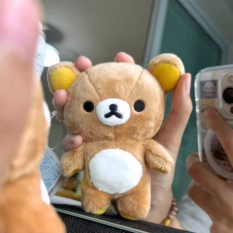 12cm Kawaii Rilakkuma Korilakkuma Plush Toy Keychain Kawaii Brown White Bear Stuffed Bag Charm Cute Birthday Gifts Girl