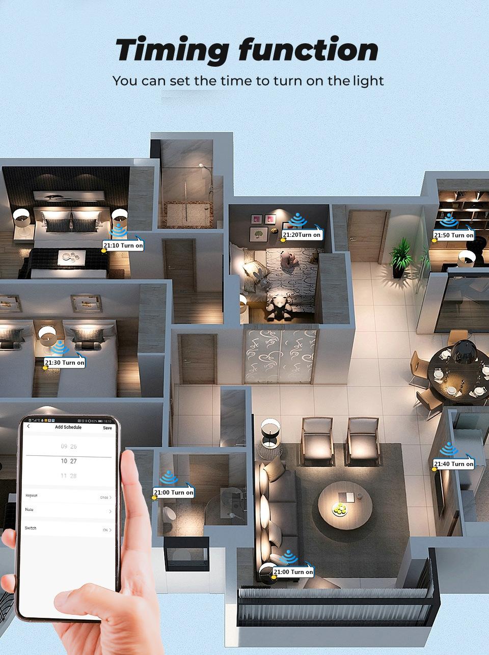 Smart Home Wall Touch Switch, WiFi Bluetooth-compatible RF Control, Steel Glass, APP Voice Timer, Remote 433 Control, Modern Light Switch lights switch