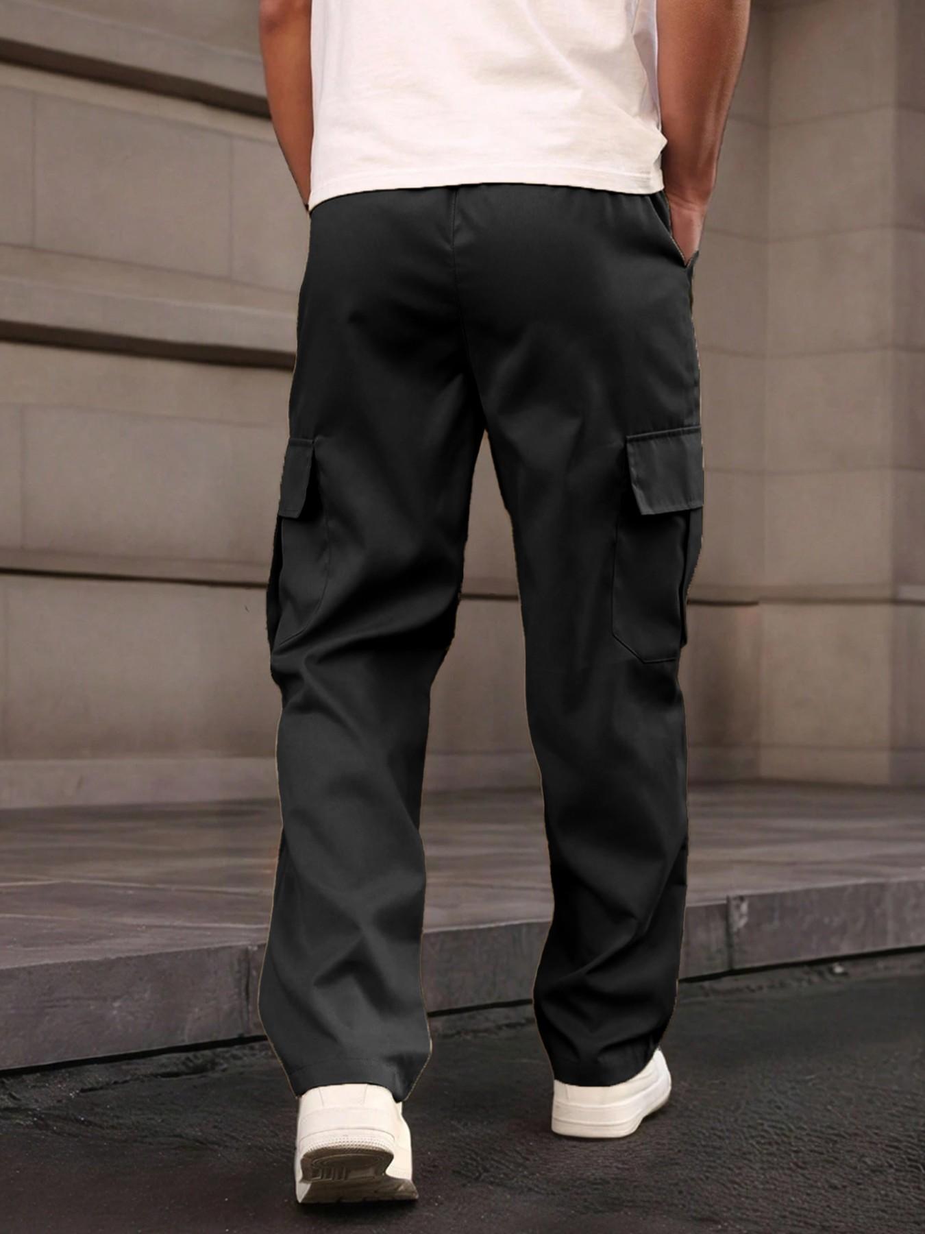 Men's Casual Work Pants, Unique Print, Multiple Pockets, Accordion Design at Knees, Adjustable Drawstring Waist, Outdoor Hiking