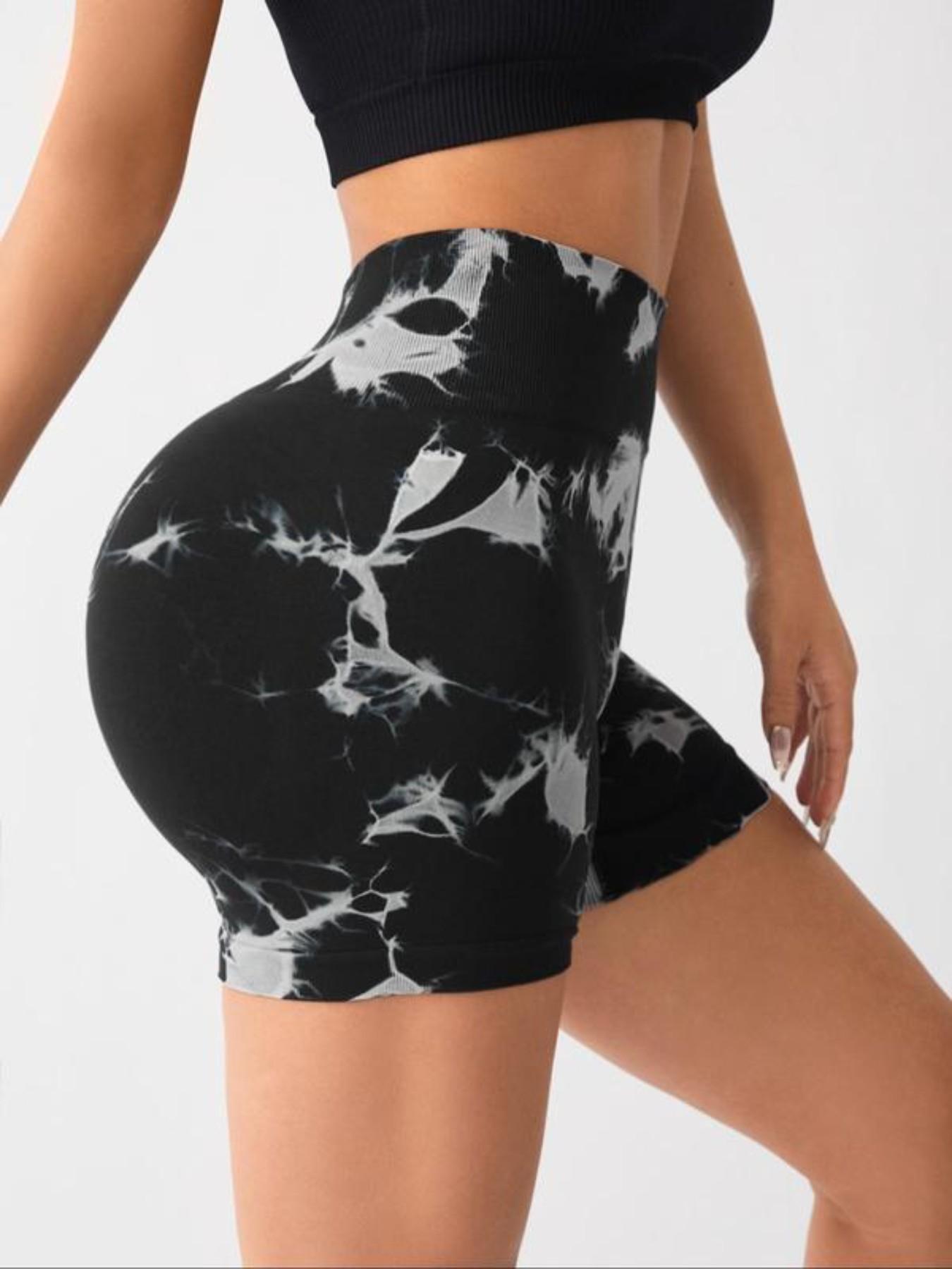 Women's Tie Dye Print High Waist Sports Shorts, Breathable Comfortable Skinny Athletic Shorts for Gym Workout Running, Ladies Sportswear Activewear for All Seasons, Athletic Bottoms