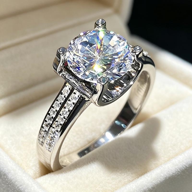Women's Elegant Multi-Row Prong Pave Eternity Wide Band Ring, Round-Square Mixed Cubic Zirconia Shining Zircon Artificial Diamond Full Wrap Cocktail Ring for Valentine Christmas Gifts