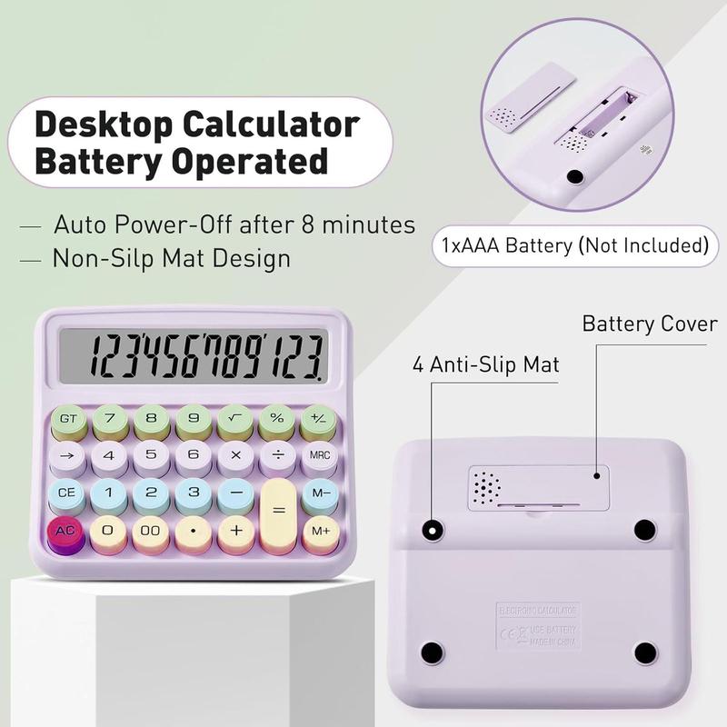 【FaddishDeal】Calculator with display, 12-bit large button, easy to use automatic off desktopcalculator at home, office and school, dopamine calculator Springtok
