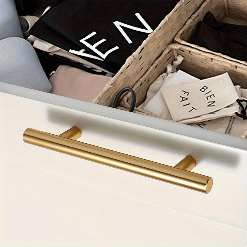 15-Pack Gold Stainless Steel Cabinet Handles - 5.9 Inch Brushed Arched Handles, Suitable for Kitchen Drawers, Includes Screws