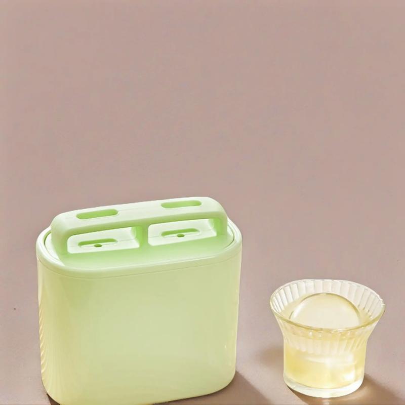 Large Ice Ball Mold with Lid, Dual Compartment Round Ice Maker, Whiskey Ice Cube Tray, Refrigerator Ice Cubes Holder, Ice Box