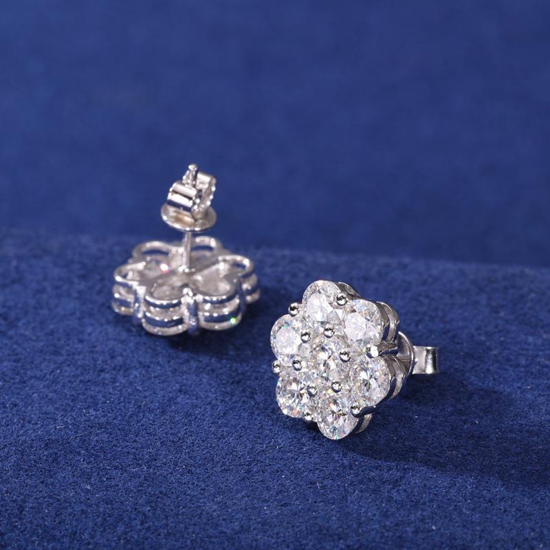 【#E266】UCCIYO Petal Earrings 925 Sterling Silver Synthetic Moissanite Inlay Jewelry Earrings Unisex Fine Jewelry Hip Hop Rapper Gift  FallFreshness