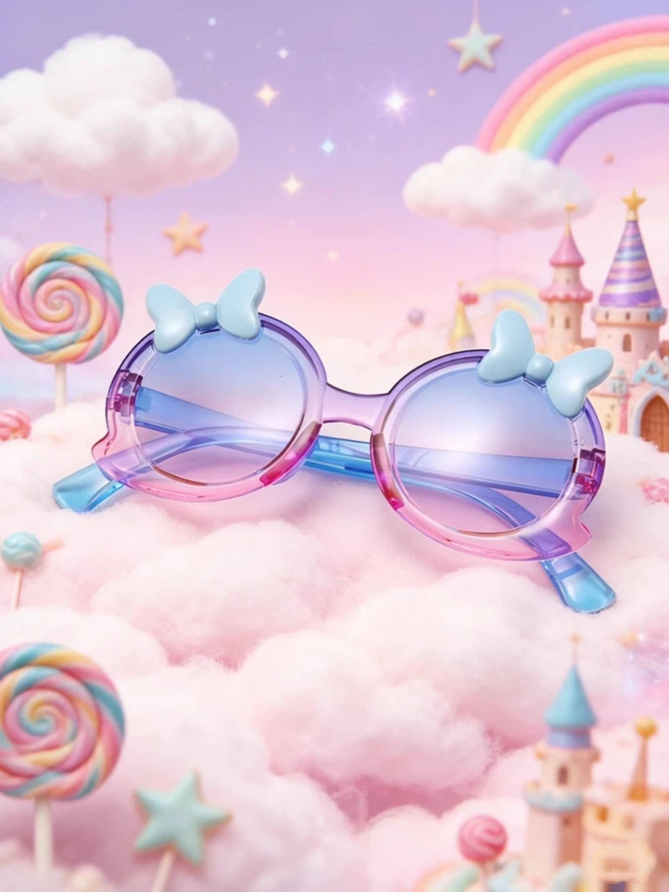 Women's Fashion Butterfly Knot Glasses, Round Frame, Gradient Colors, Multiple Color Options, Perfect for Parties, Travel, College