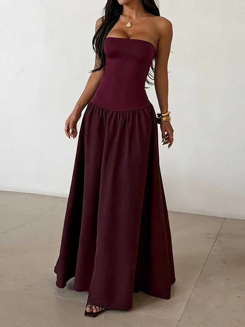 Elegant Plain Slim-Fitting A-Line Dress, Sexy Style Backless Design, Perfect for Casual & Party Wear, Women's Fashion Clothing